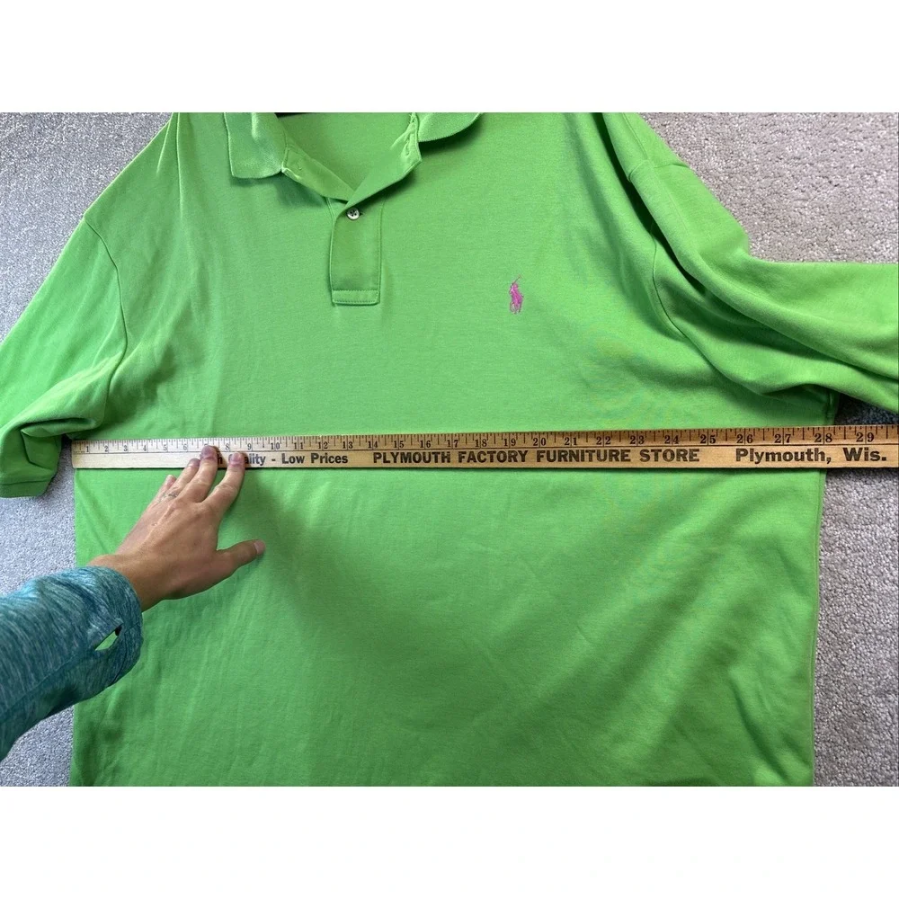 Polo Ralph Lauren Polo Shirt Mens 2XB Green‎ Pink Pony Logo Big & Tall Short Slv